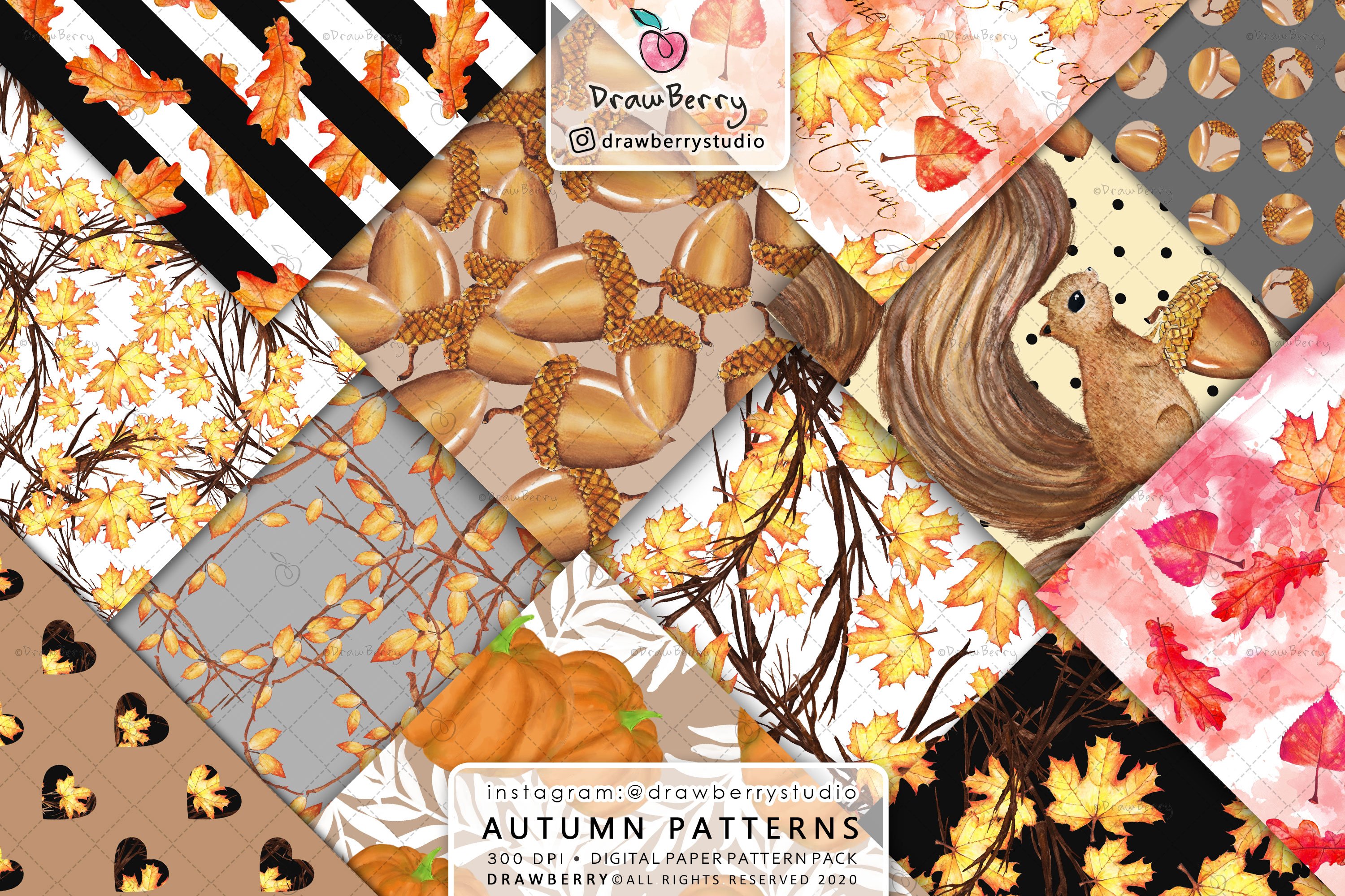 Fall Leaves Digital Patterns DP051 cover image.