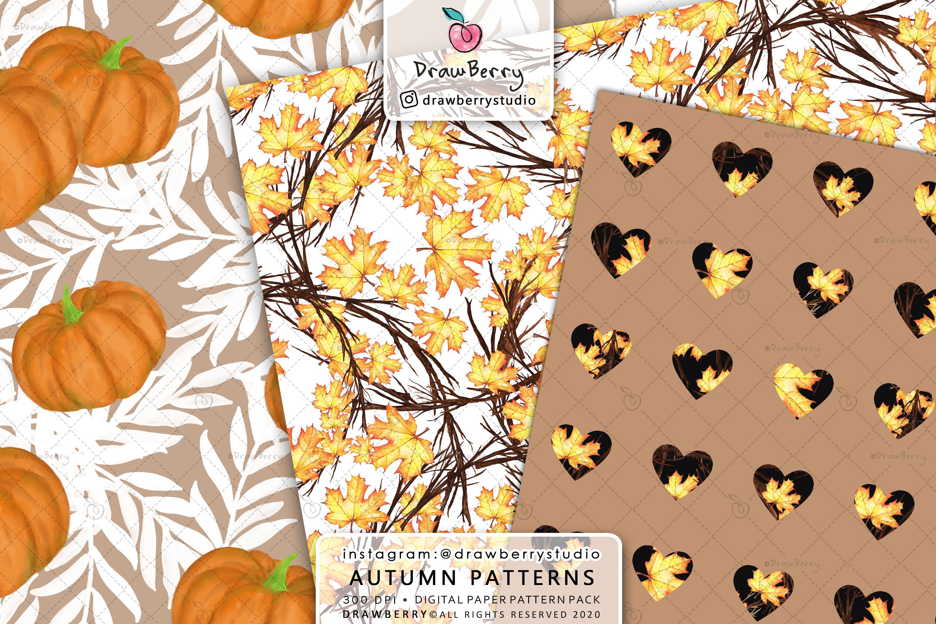 Fall Leaves Digital Patterns DP051 preview image.