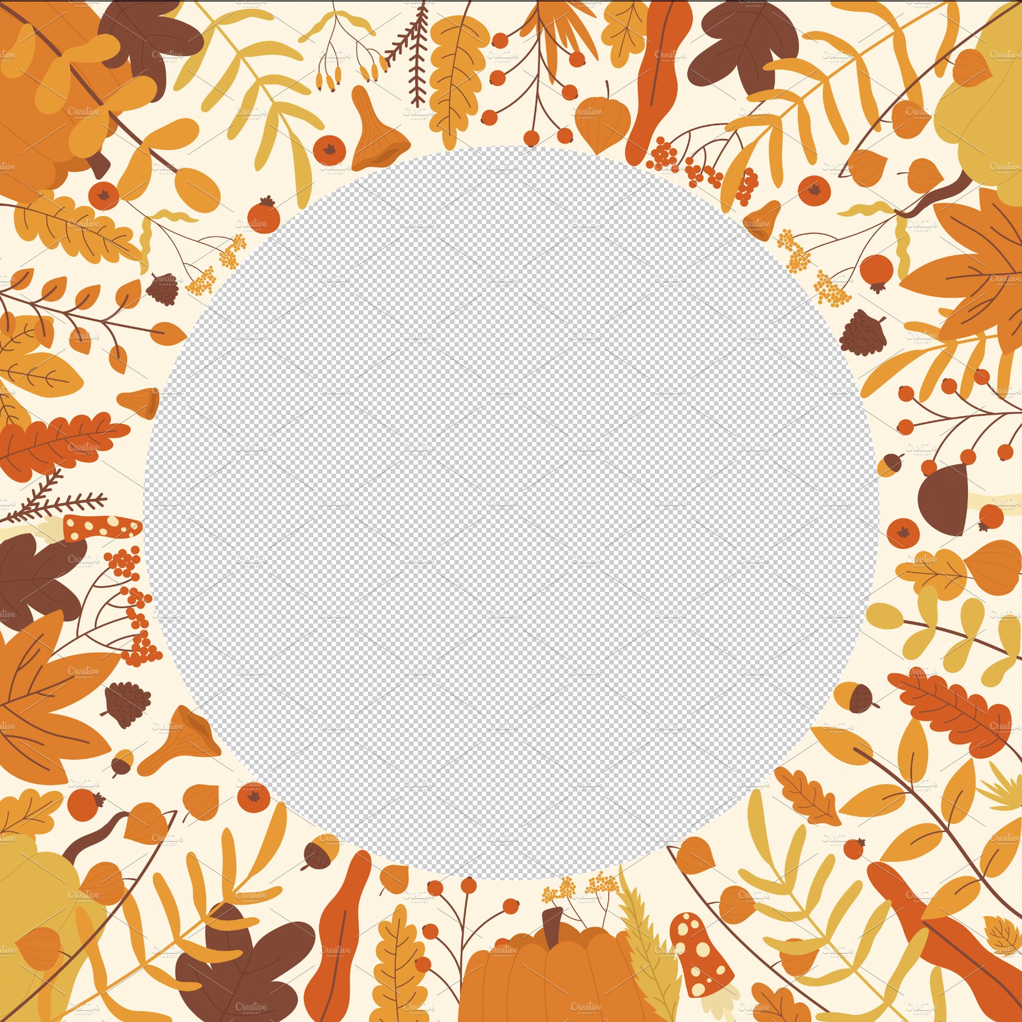 Fall wreath circle design + set preview image.