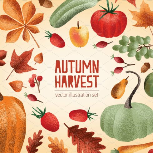 Autumn harvest textured elements cover image.