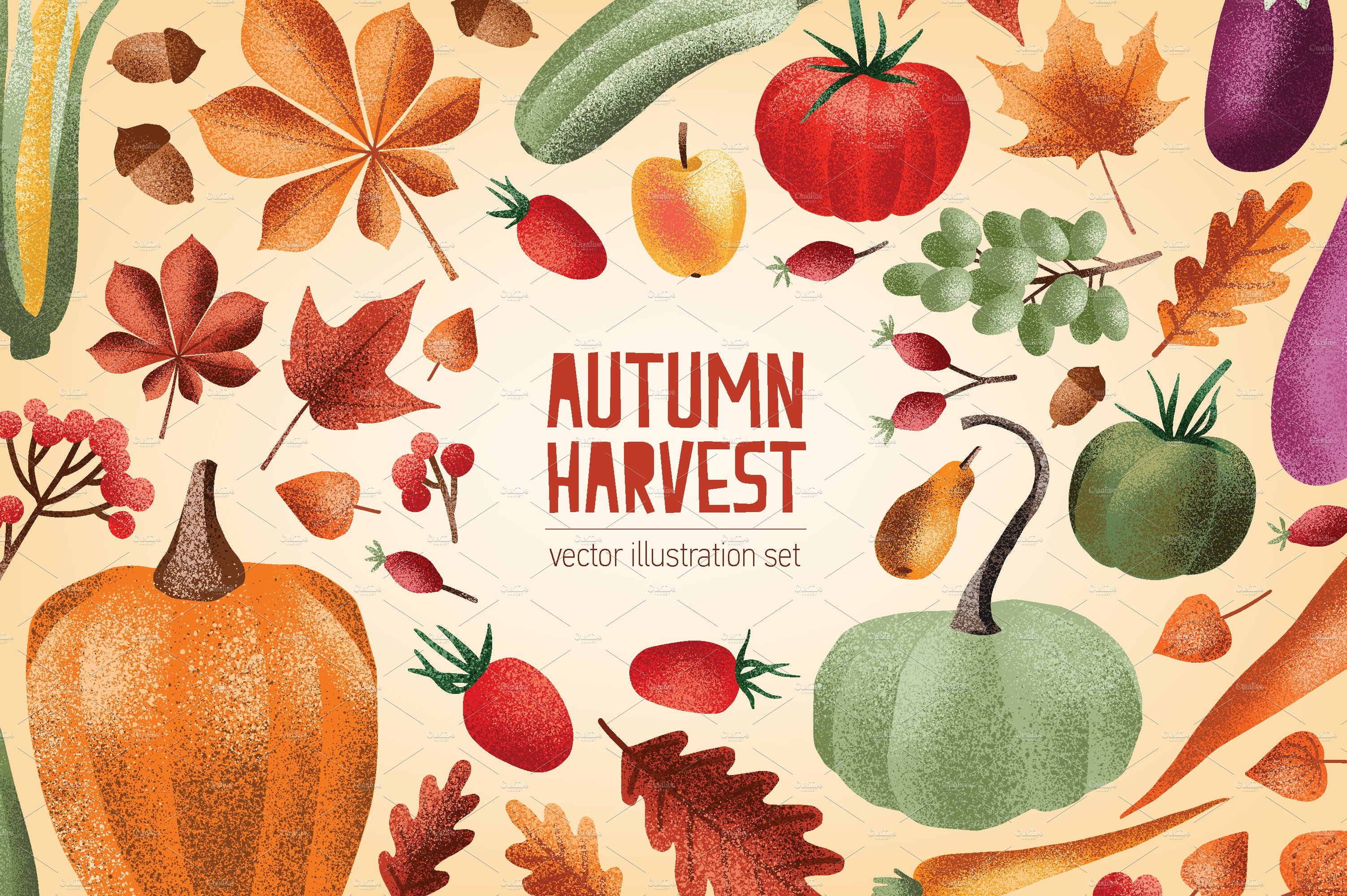 Autumn harvest textured elements cover image.