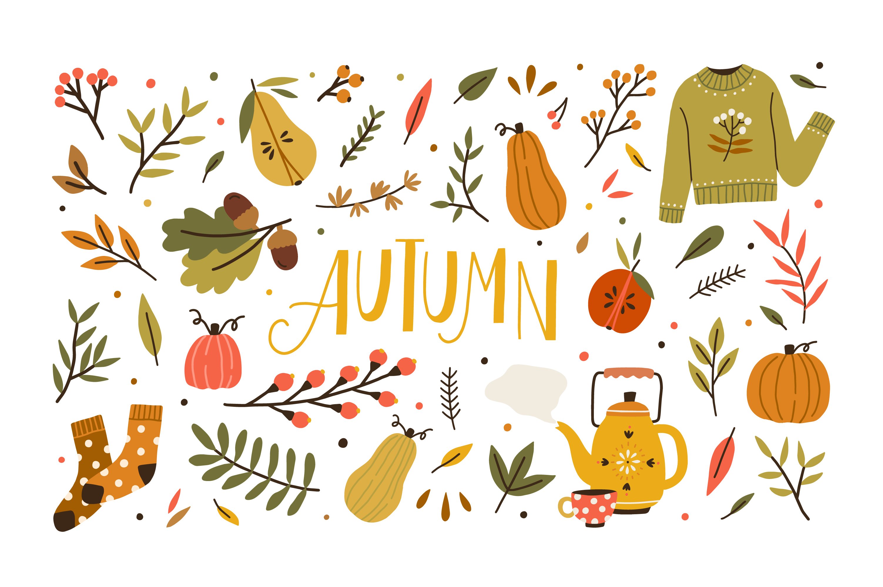 Cozy autumn elements bundle cover image.