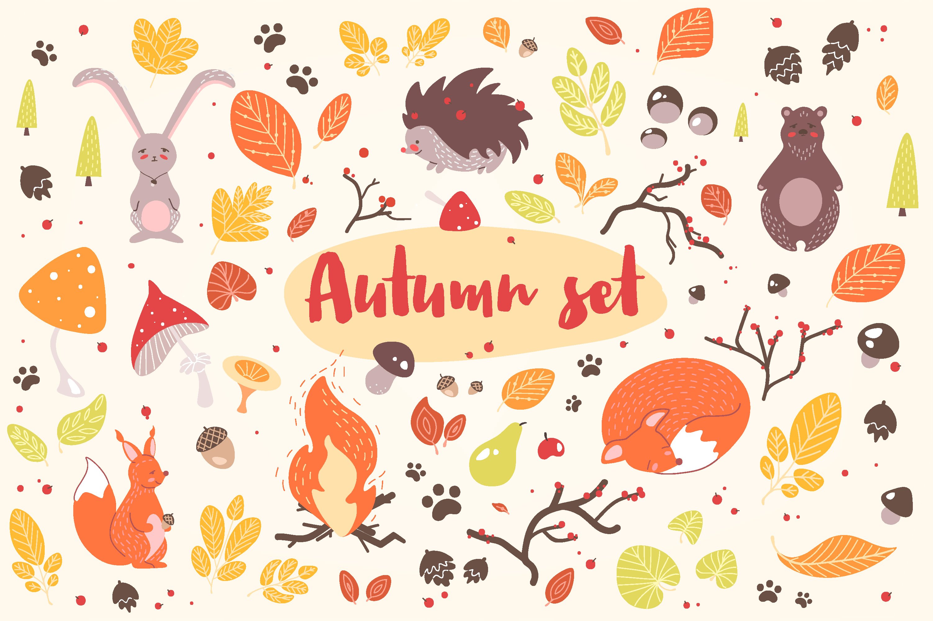 Autumn bundle, seamless, posters cover image.