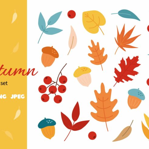 Autumn collection. Fall Leaves PNG cover image.