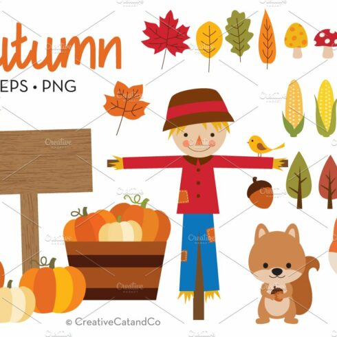 Autumn Fall Vector PNG Clipart Set cover image.