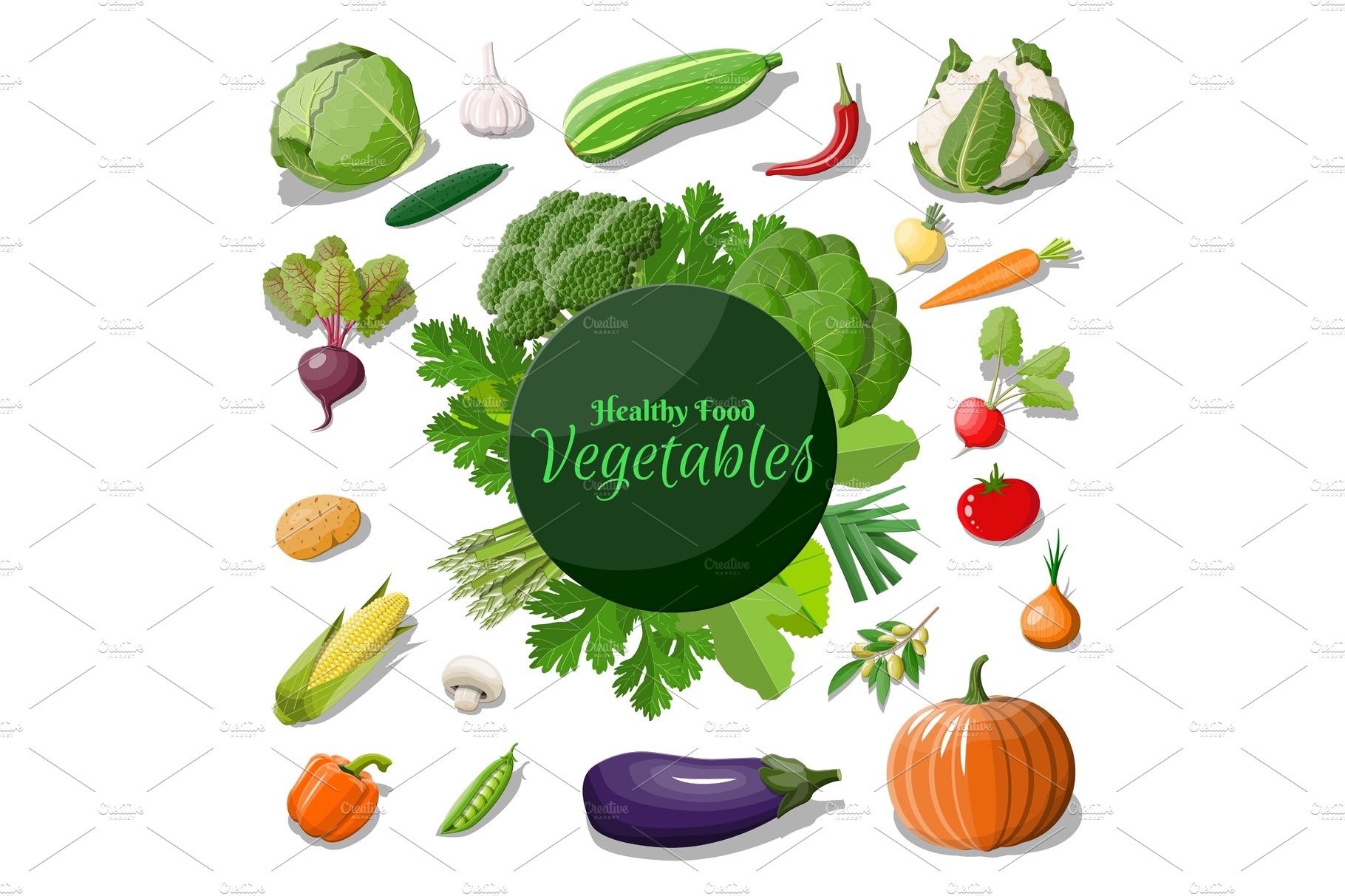 Big vegetable icon set. cover image.