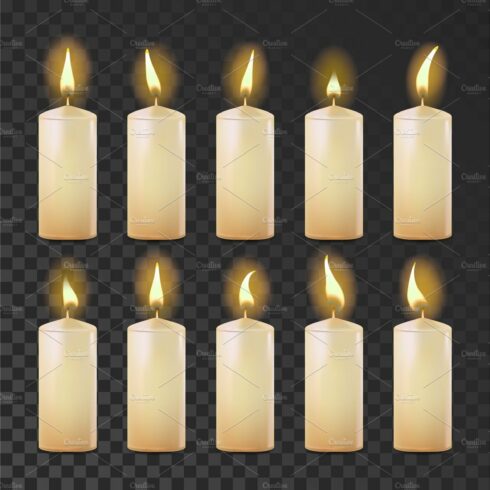 Candles Set Vector. White, Yellow cover image.