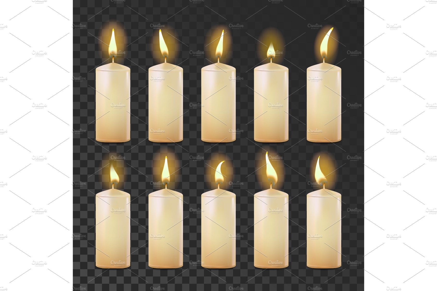 Candles Set Vector. White, Yellow cover image.