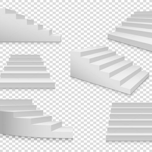 White 3d stairs. Vector isolated cover image.