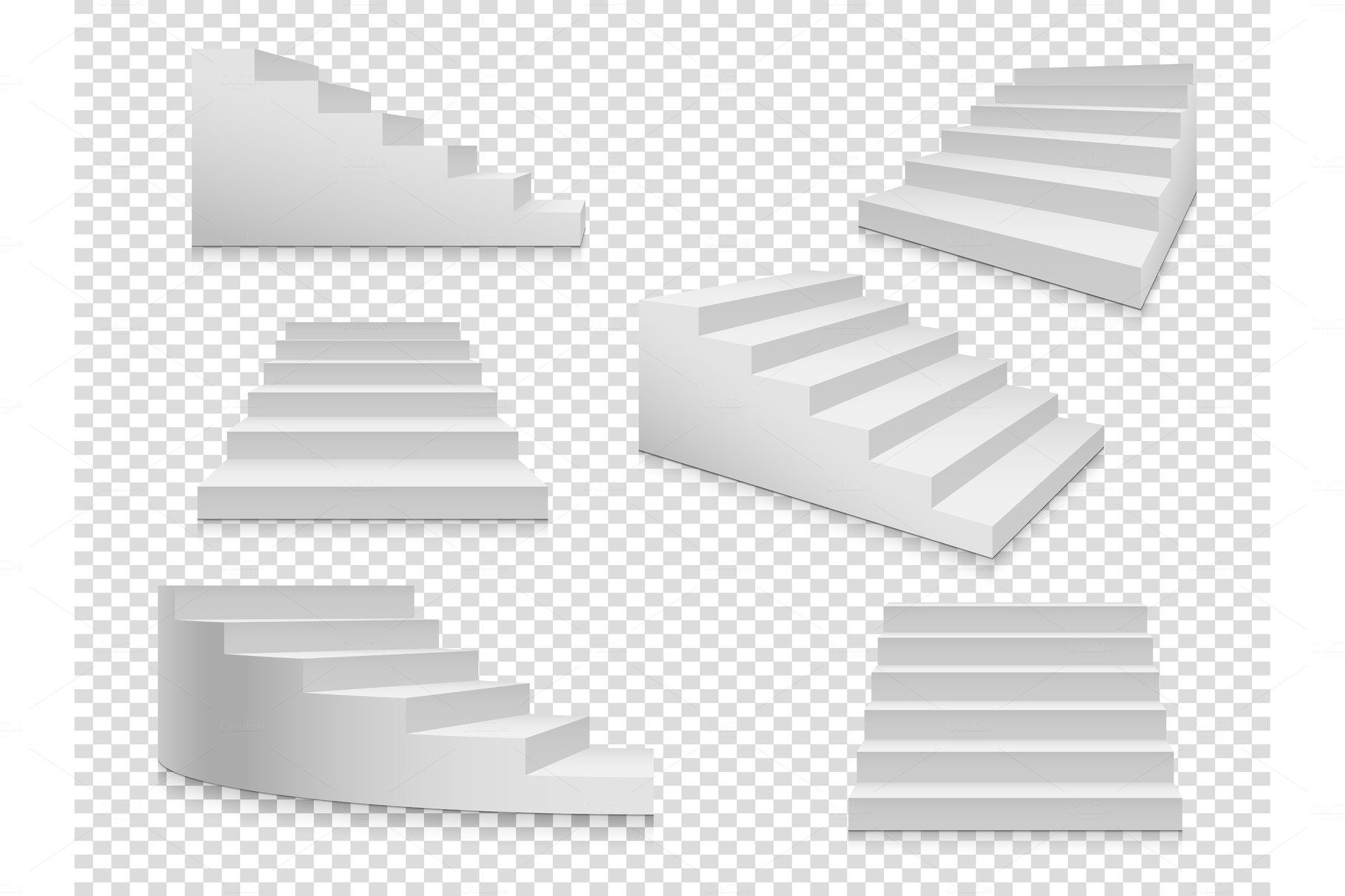White 3d stairs. Vector isolated cover image.