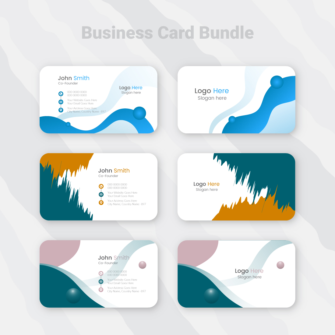 Corporate Business Cards Bundle Templates preview image.