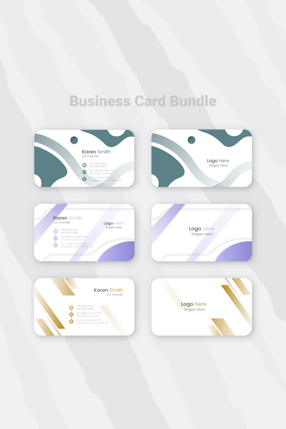 Corporate Business Cards Bundle Templates Design, Modern Creative Double Sided Business Card Design pinterest preview image.