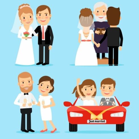 Wedding people vector cover image.