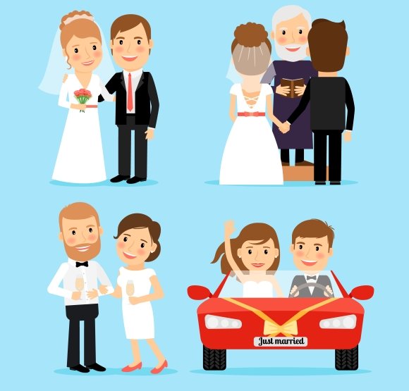 Wedding people vector cover image.