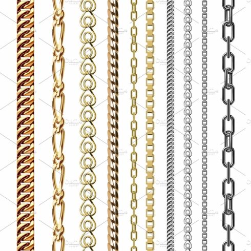 Chains link strength connection vector seamless pattern of metal linked par... cover image.