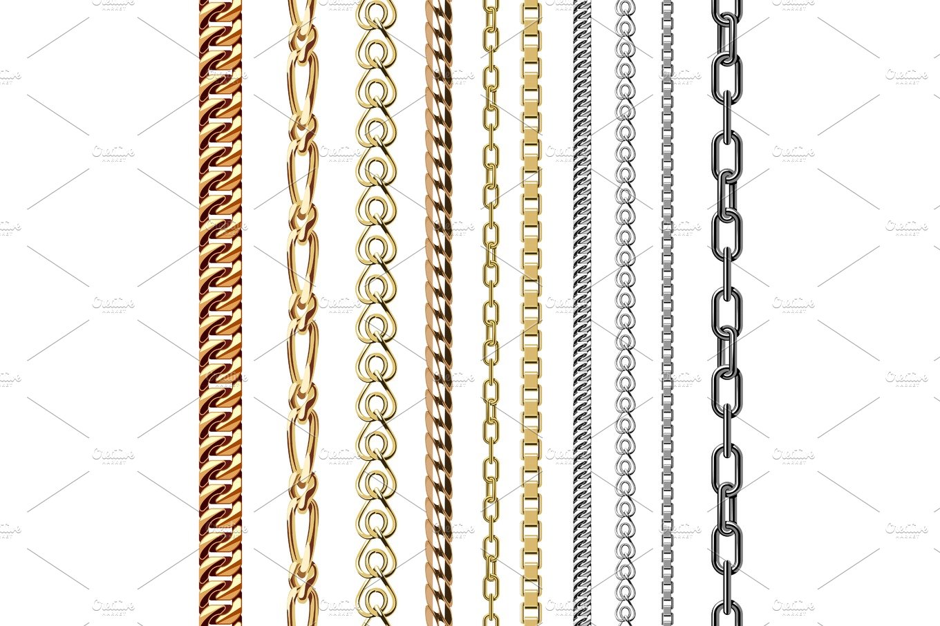 Chains link strength connection vector seamless pattern of metal linked par... cover image.