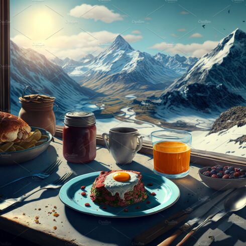 Breakfast at mountain peak cover image.