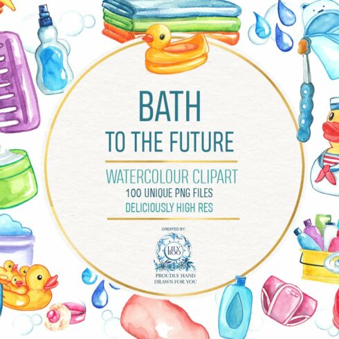 Baby Bath Time Watercolor Clipart cover image.
