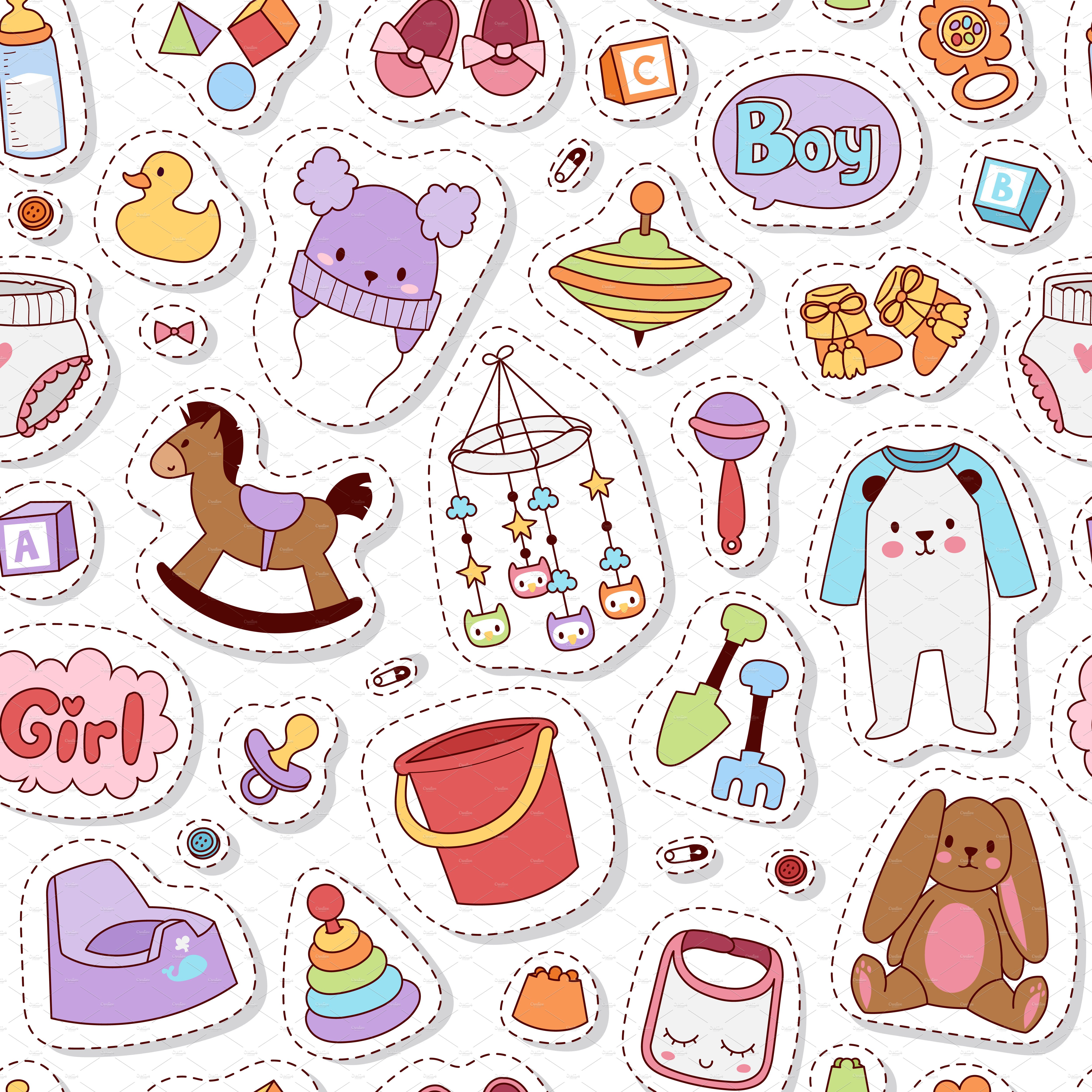 Cool Stickers For Girls Seamless Vector Pattern Design