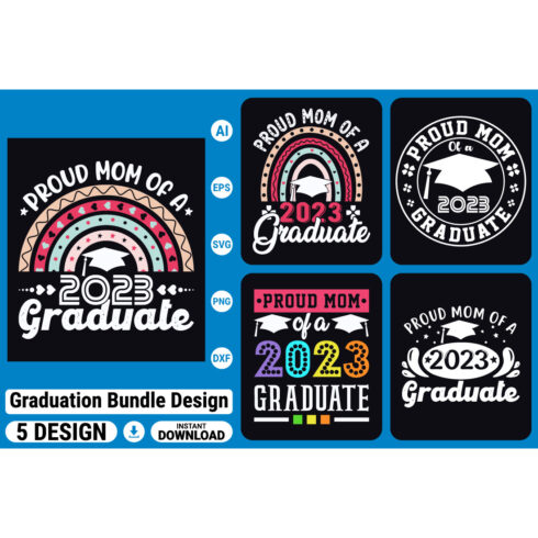 GRADUATION 2023 Bundle SVG, Proud Mom, typography t-shirts cover image.