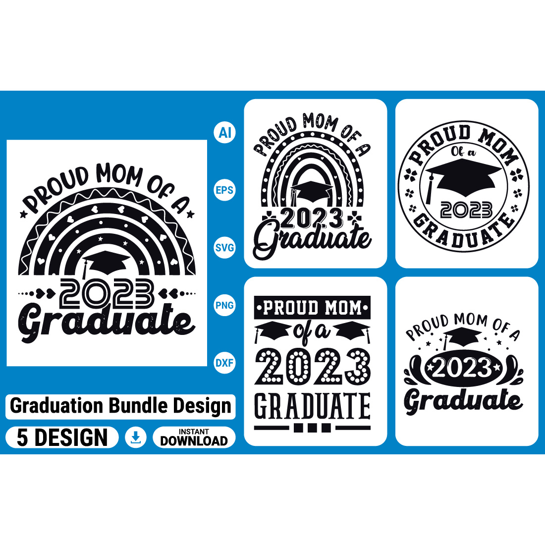 GRADUATION 2023 Bundle SVG, Proud Mom, typography t-shirts preview image.
