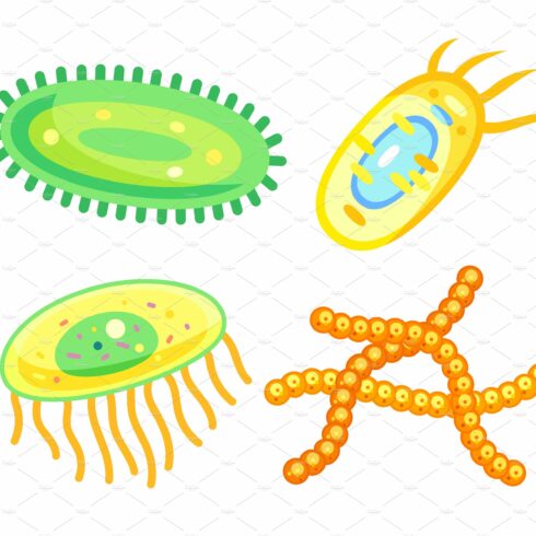 Bacteria and germs cells, microbes cover image.