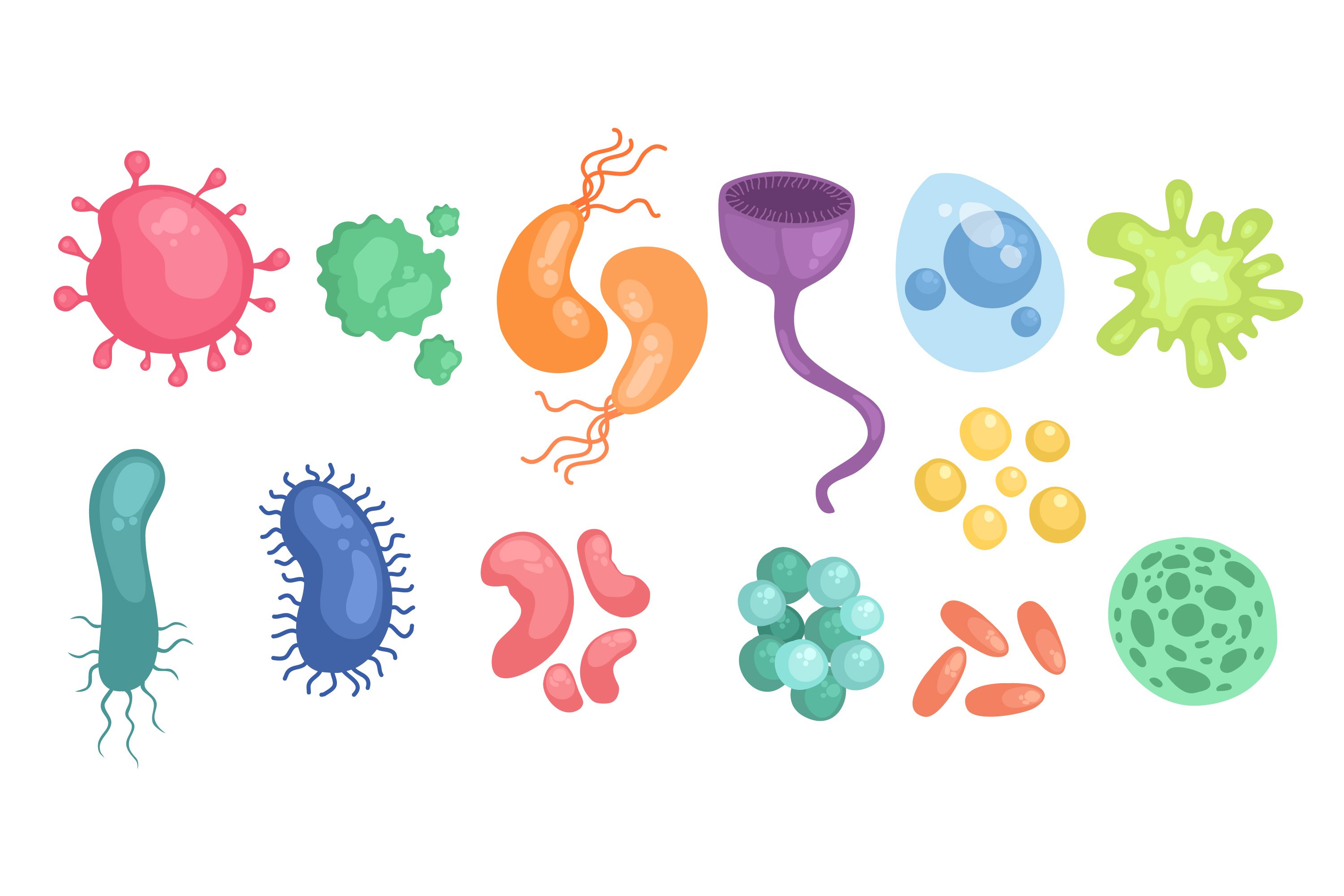 Bacteria and germs colorful set cover image.
