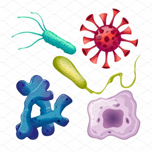 bacteria virus cell set cartoon cover image.