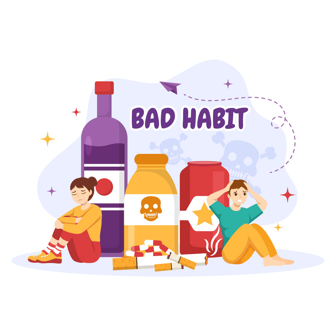 11 Bad Habit Vector Illustration MasterBundles