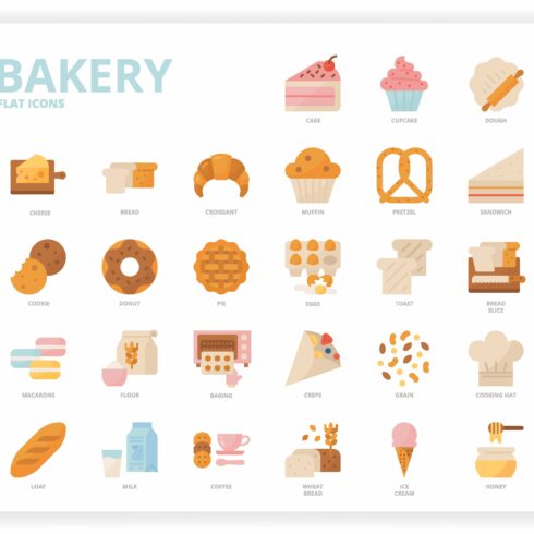 36 Bakery Icons x 3 Styles cover image.