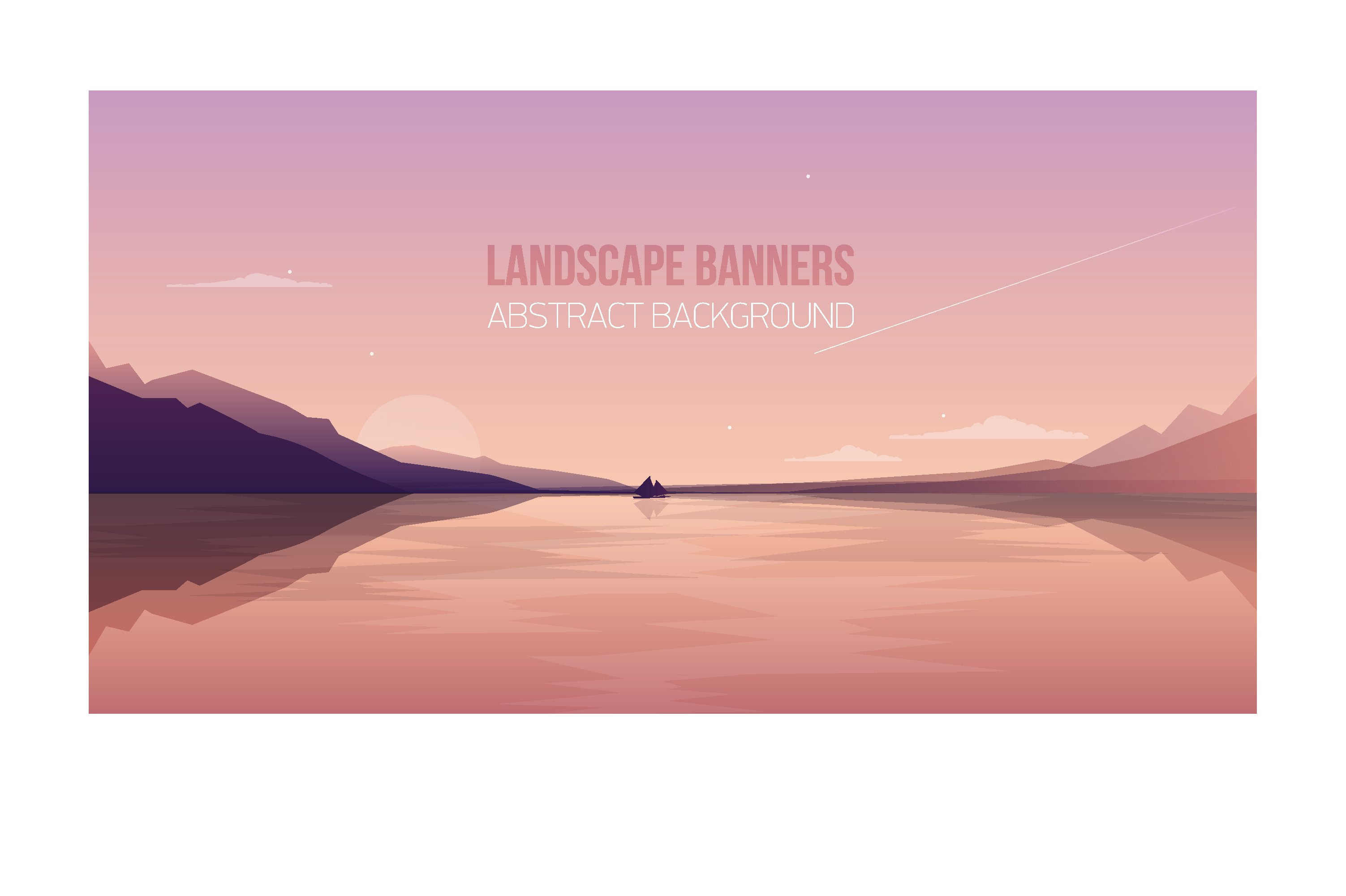 banners set with polygonal landscape 3 817