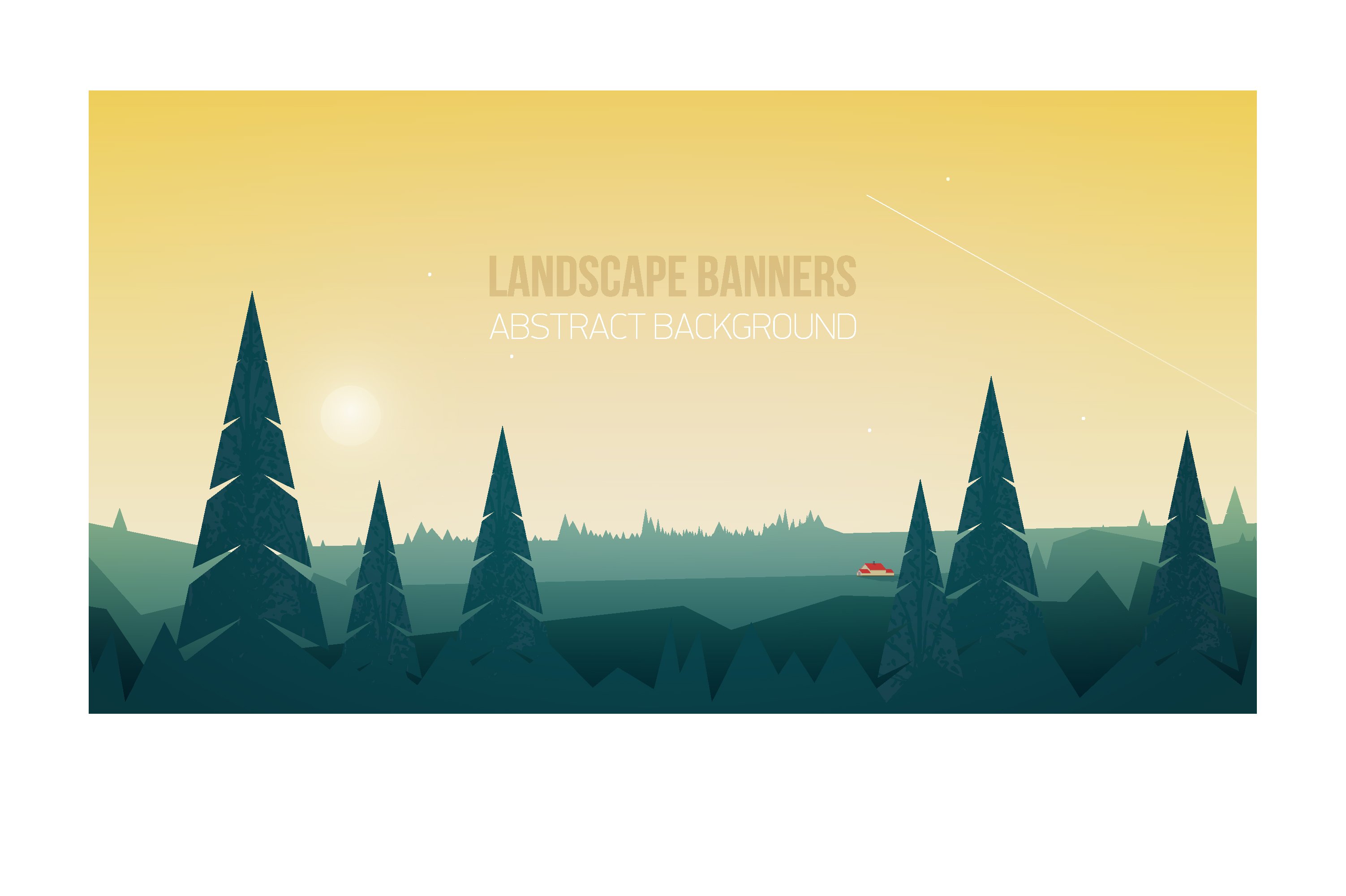 banners set with polygonal landscape 4 246