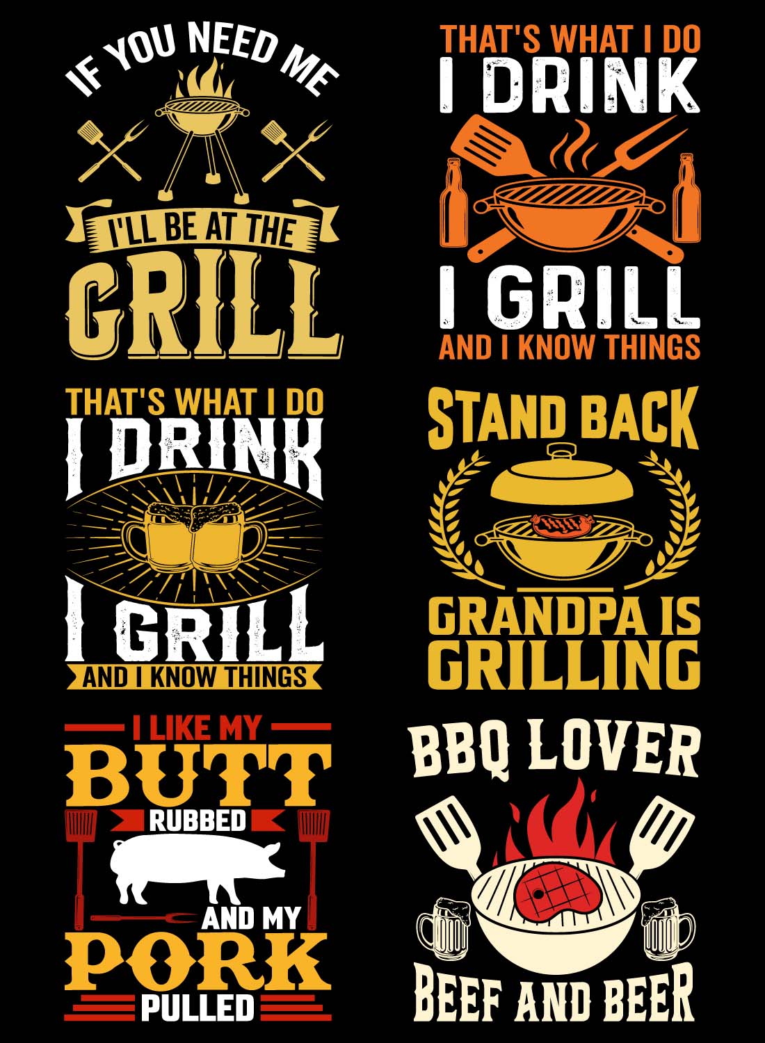 Barbecue Premium Vector BBQ T-Shirt Design Bundle. - MasterBundles