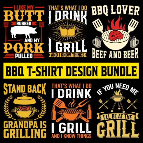 Barbecue Premium Vector BBQ T-Shirt Design Bundle cover image.