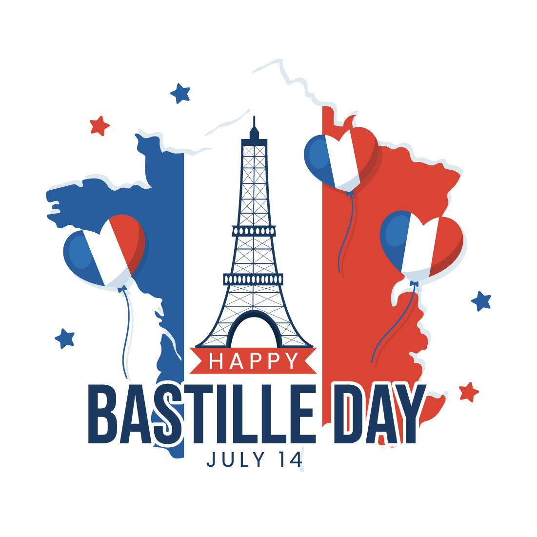 16 Happy Bastille Day Illustration cover image.