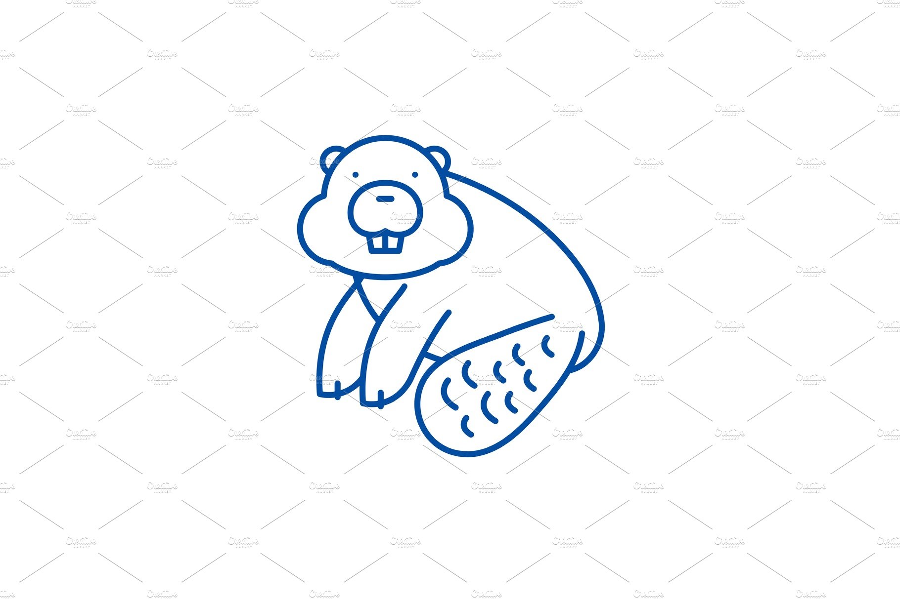 Beaver line icon concept. Beaver cover image.