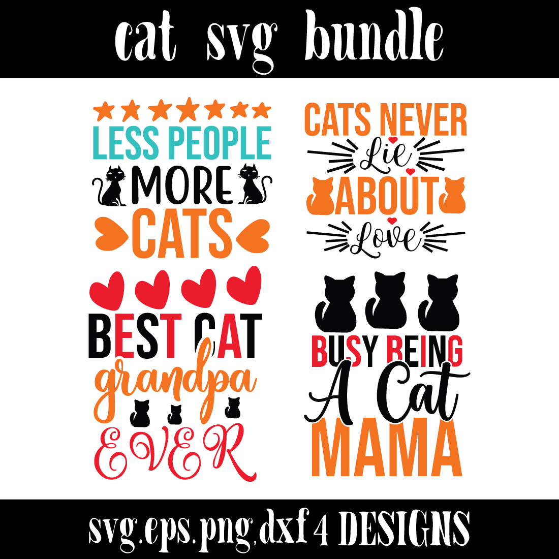 4 cat SVG BUNDLE preview image.