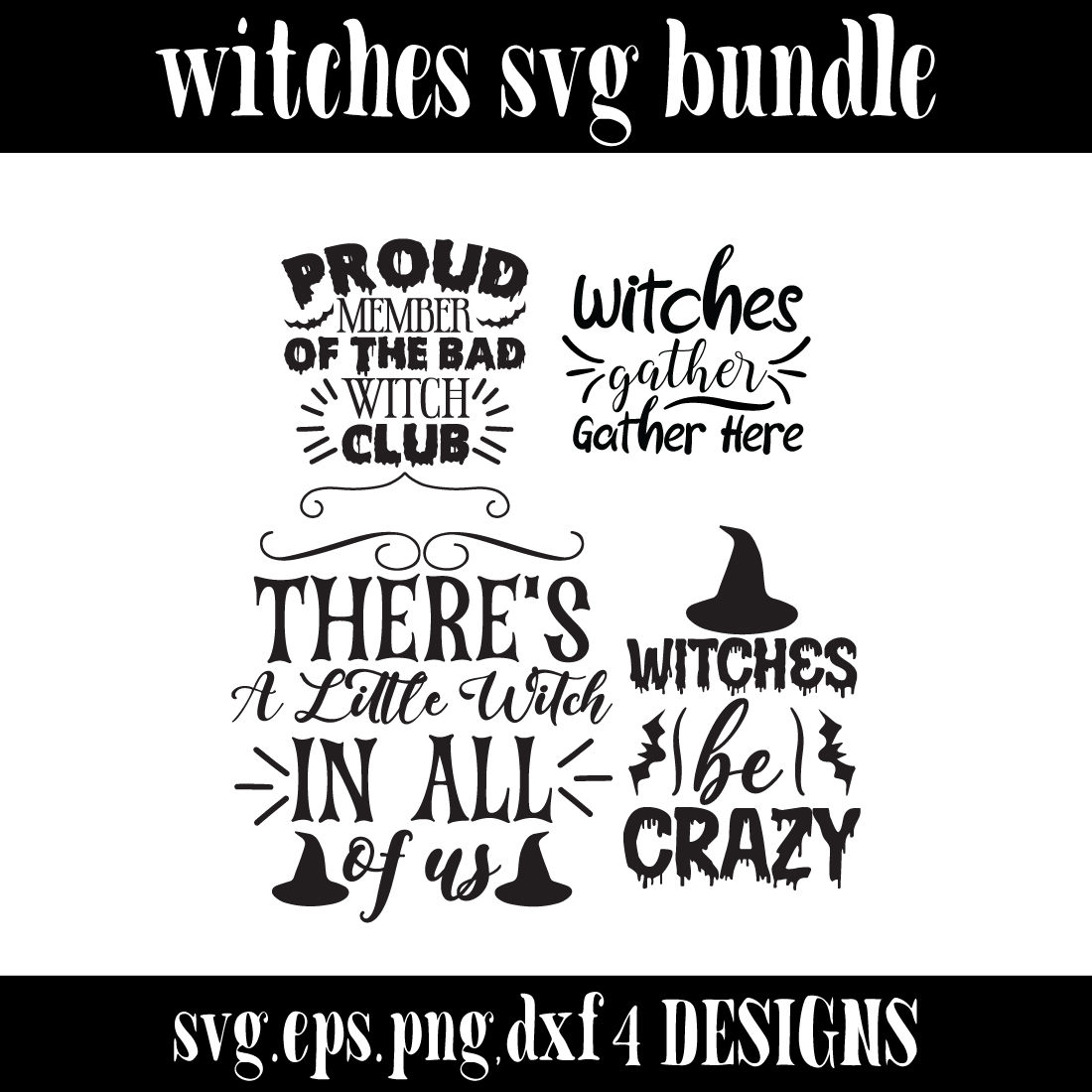 witches svg bundle preview image.