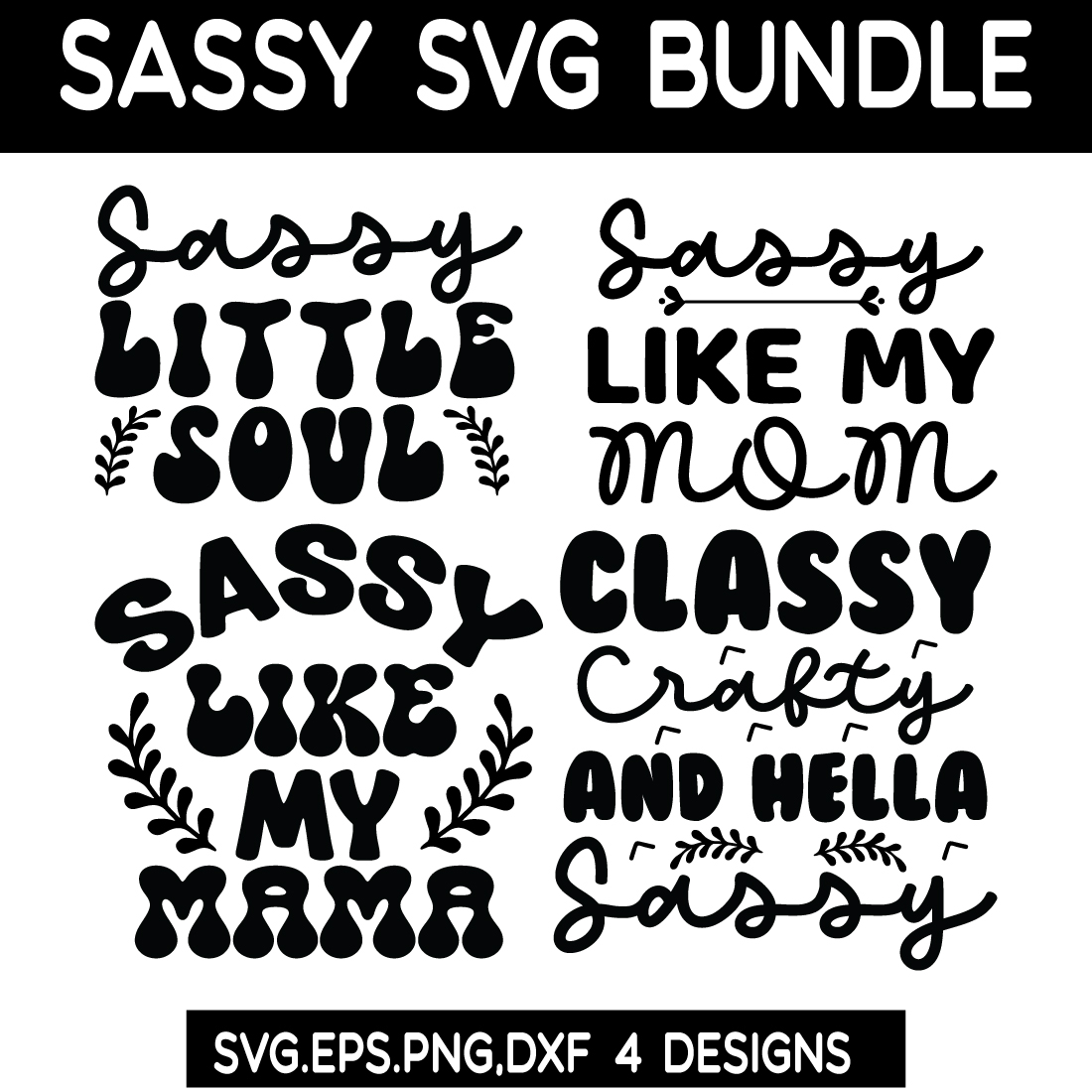 Sassy SVG bundle preview image.