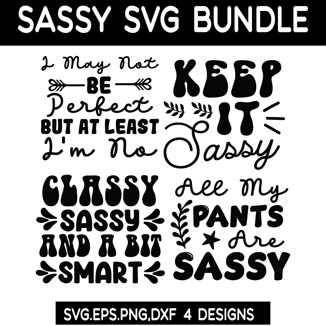 Sassy SVG bundle preview image.