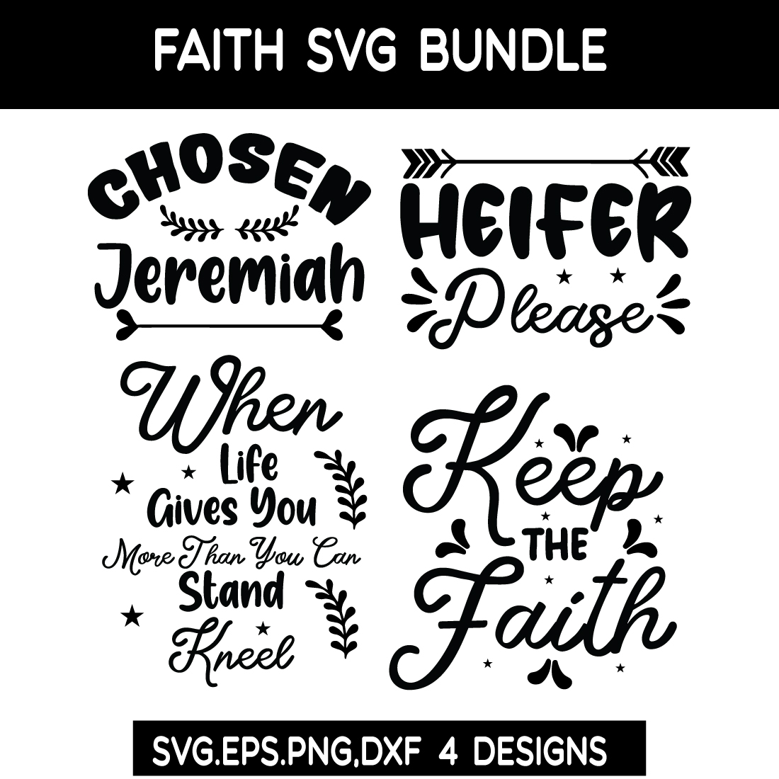 4 Faith SVG Bundle preview image.