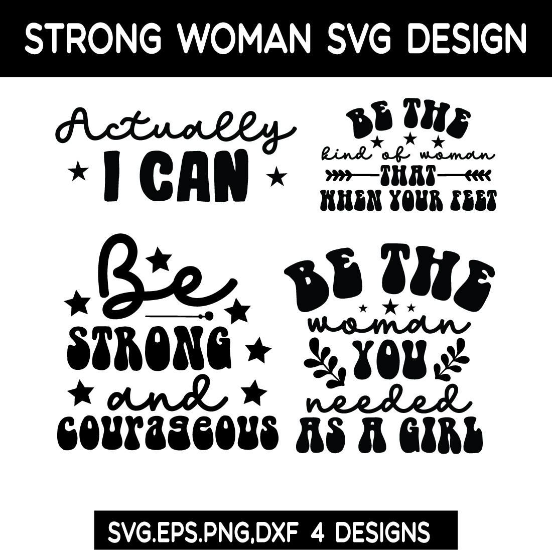 Strong woman SVG bundle preview image.