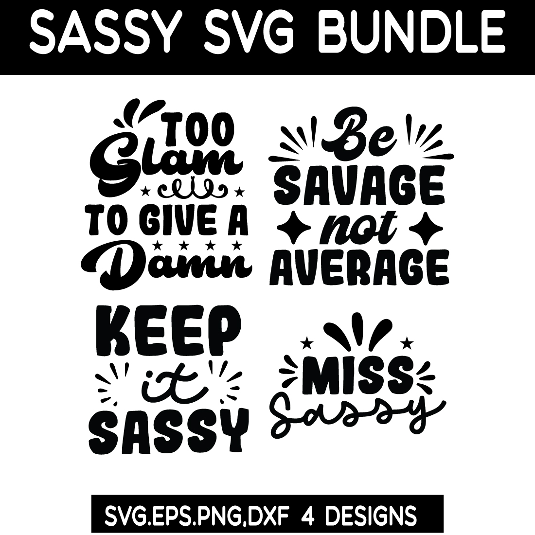 Sassy SVG bundle preview image.