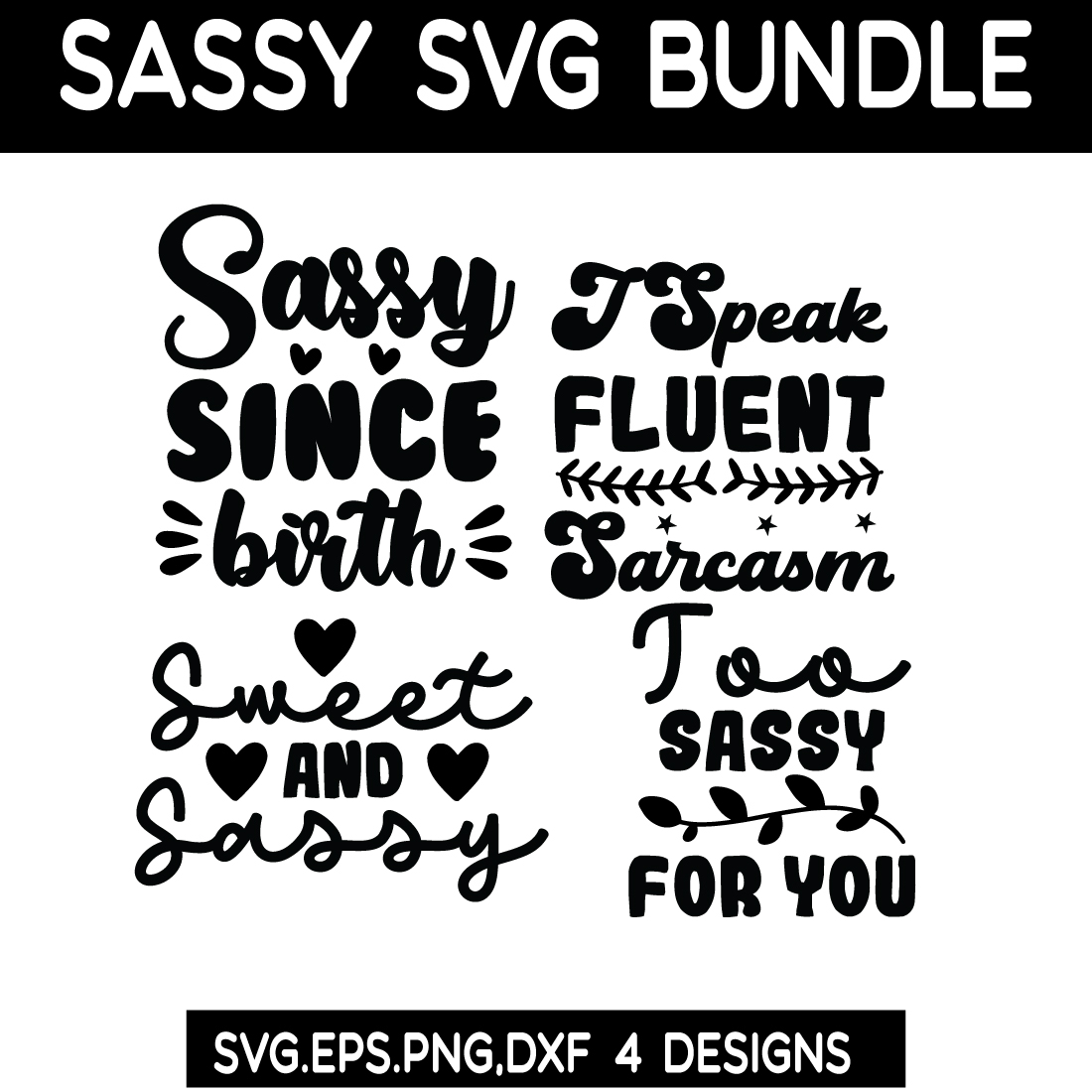 Sassy SVG bundle preview image.