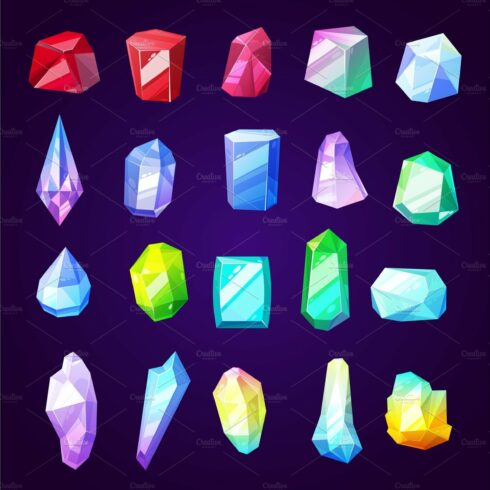 Gem stones and jewelry, vector cover image.
