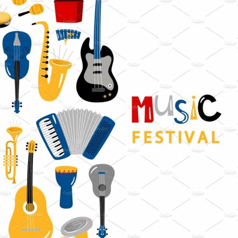 Music festival banner with cartoon cover image.