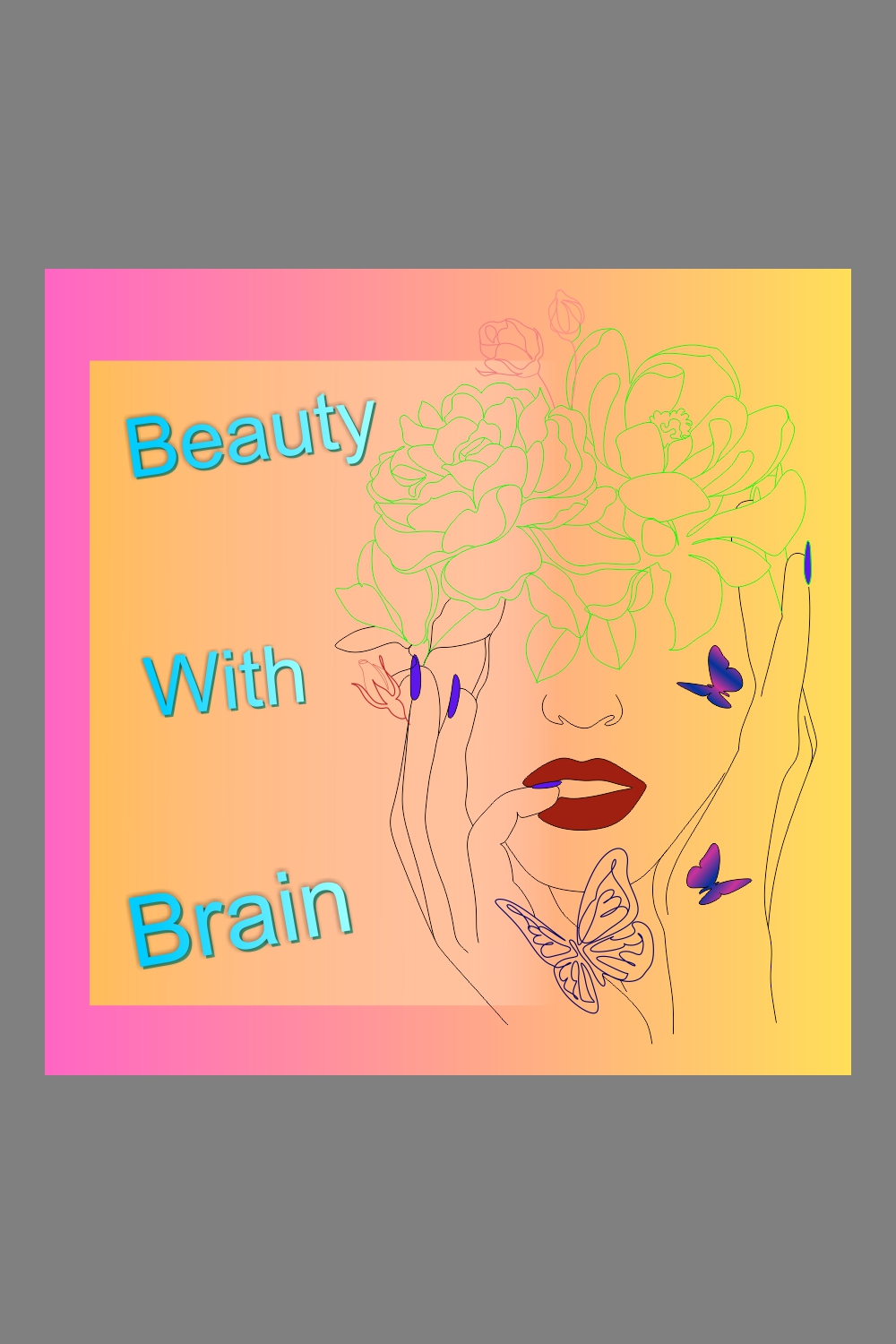 beautiful girl logo- beauty with brain pinterest preview image.