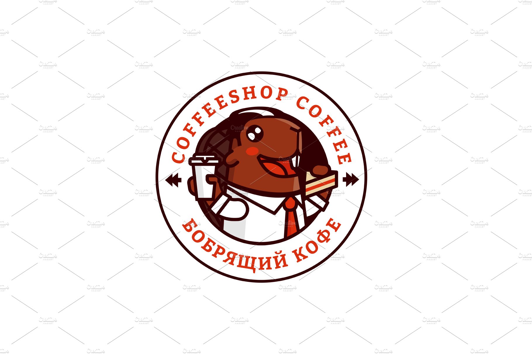 Beaver coffee logo template preview image.