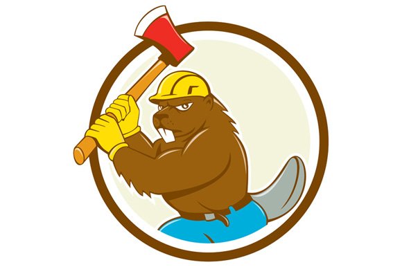 Beaver Lumberjack Wielding Ax Circle cover image.