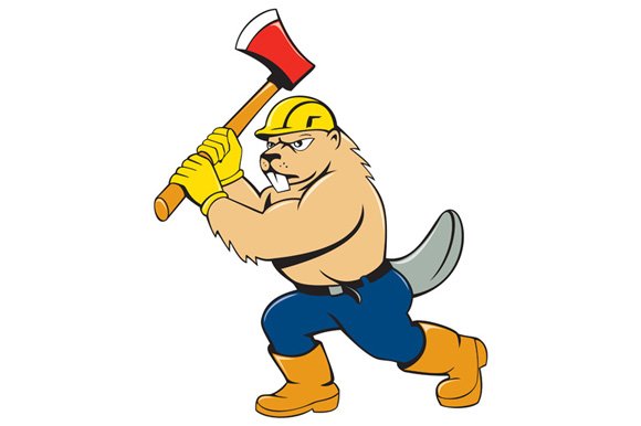 Beaver Lumberjack Wielding Ax Cartoo cover image.